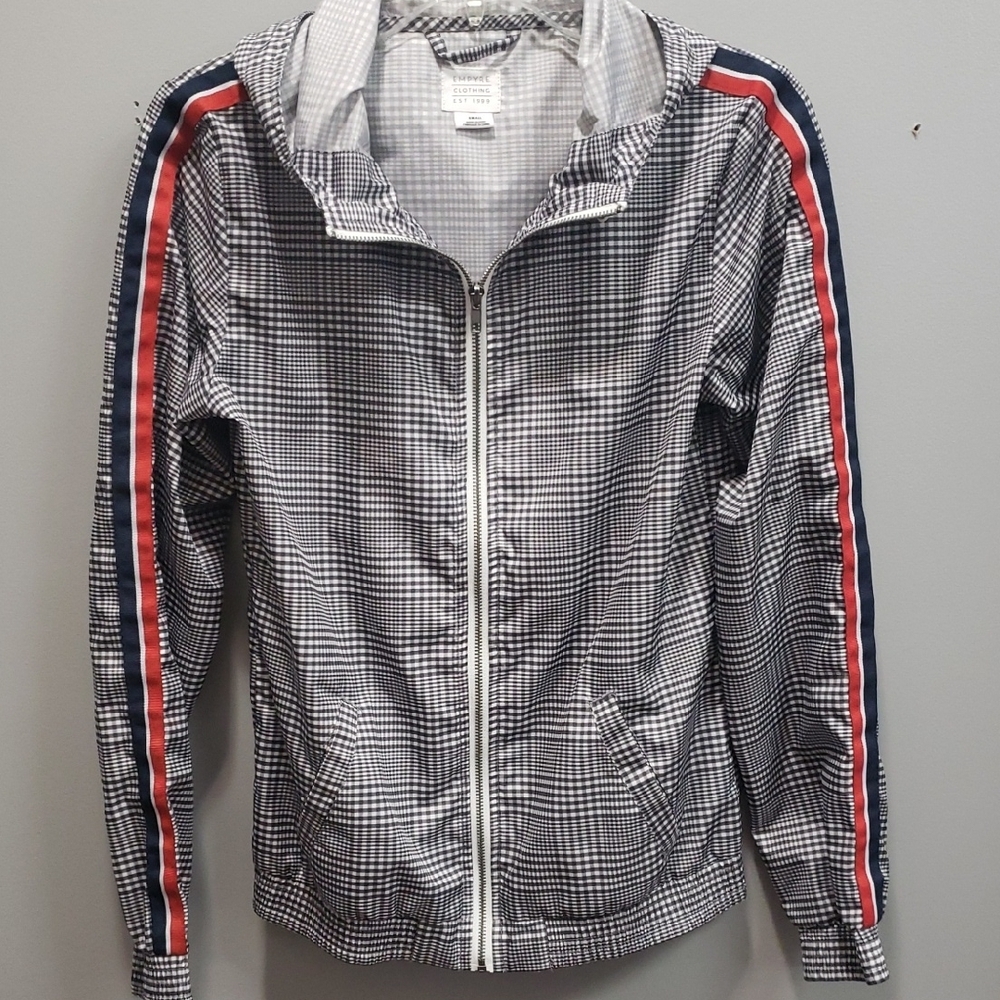 Empyre Clothing NWOT Checkered Hooded Windbreaker Jacket, Small